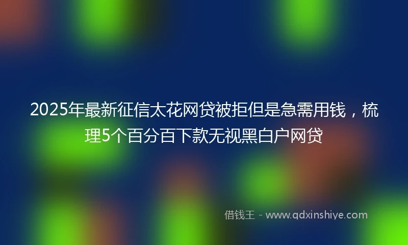 2025年最新征信太花网贷被拒但是急需用钱，梳理5个百分百下款无视黑白户网贷