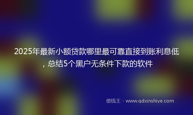 2025年最新小额贷款哪里最可靠直接到账利息低，总结5个黑户无条件下款的软件