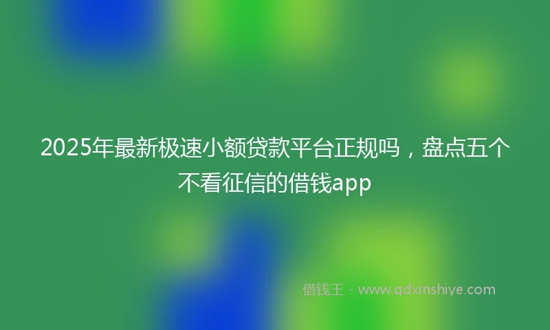 2025年最新极速小额贷款平台正规吗，盘点五个不看征信的借钱app