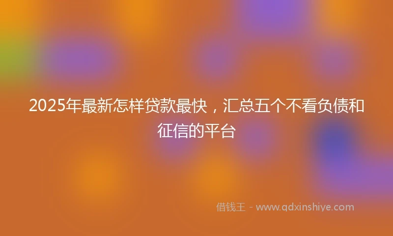 2025年最新怎样贷款最快，汇总五个不看负债和征信的平台