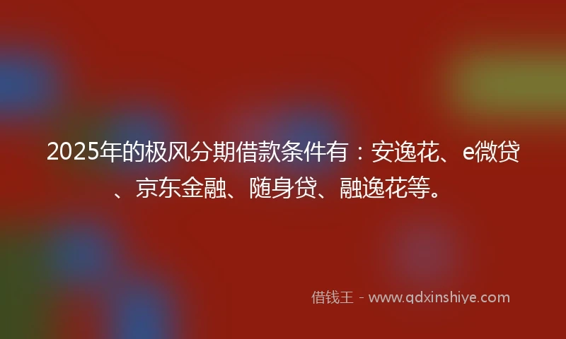 2025年的极风分期借款条件有：安逸花、e微贷、京东金融、随身贷、融逸花等。