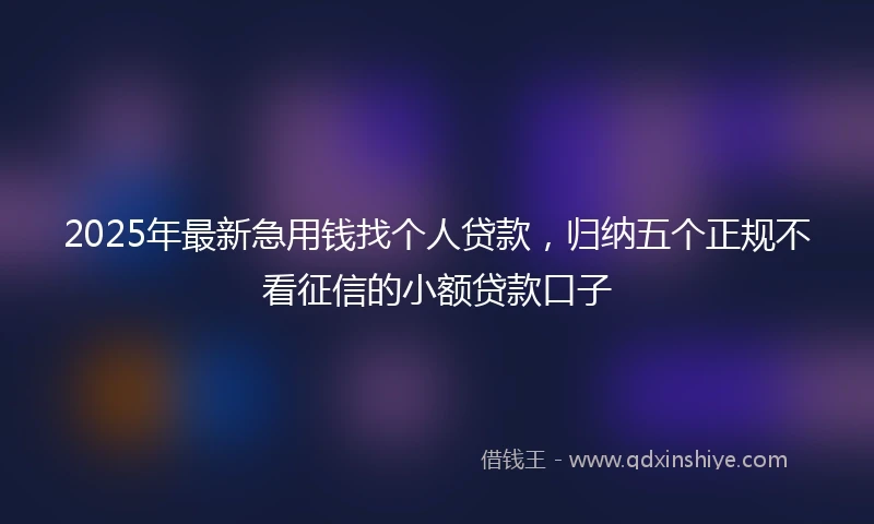2025年最新急用钱找个人贷款，归纳五个正规不看征信的小额贷款口子
