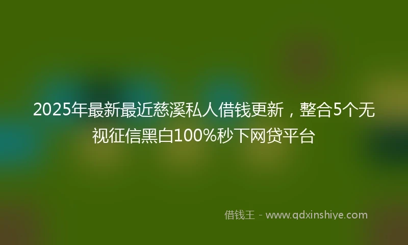 2025年最新最近慈溪私人借钱更新，整合5个无视征信黑白100%秒下网贷平台