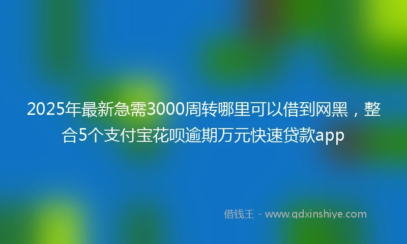 2025年最新急需3000周转哪里可以借到网黑，整合5个支付宝花呗逾期万元快速贷款app