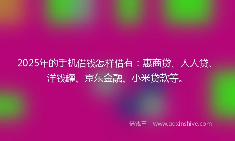 2025年的手机借钱怎样借有：惠商贷、人人贷、洋钱罐、京东金融、小米贷款等。