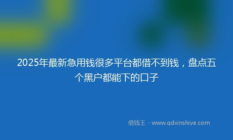 2025年最新急用钱很多平台都借不到钱，盘点五个黑户都能下的口子