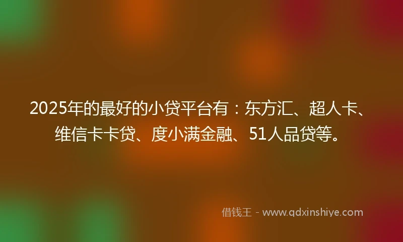 2025年的最好的小贷平台有：东方汇、超人卡、维信卡卡贷、度小满金融、51人品贷等。