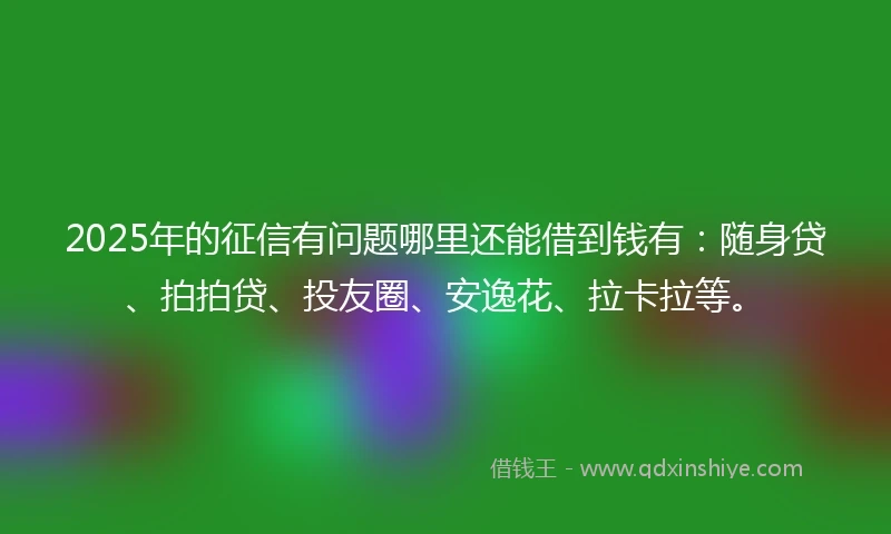 2025年的征信有问题哪里还能借到钱有：随身贷、拍拍贷、投友圈、安逸花、拉卡拉等。