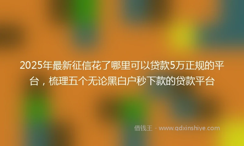 2025年最新征信花了哪里可以贷款5万正规的平台，梳理五个无论黑白户秒下款的贷款平台