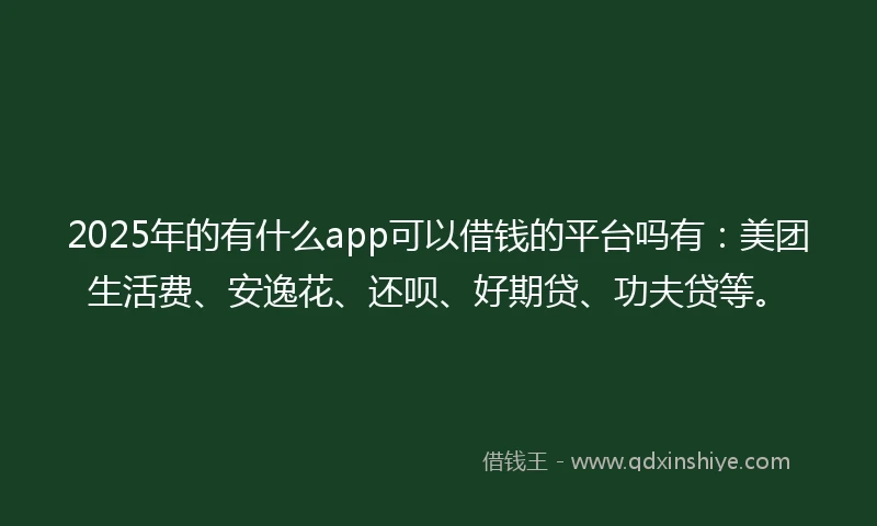 2025年的有什么app可以借钱的平台吗有：美团生活费、安逸花、还呗、好期贷、功夫贷等。