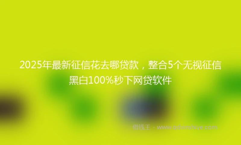2025年最新征信花去哪贷款，整合5个无视征信黑白100%秒下网贷软件
