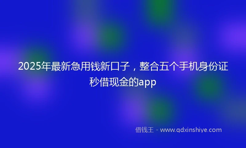2025年最新急用钱新口子，整合五个手机身份证秒借现金的app
