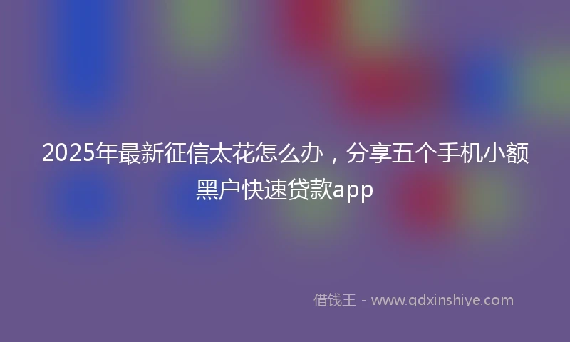 2025年最新征信太花怎么办，分享五个手机小额黑户快速贷款app