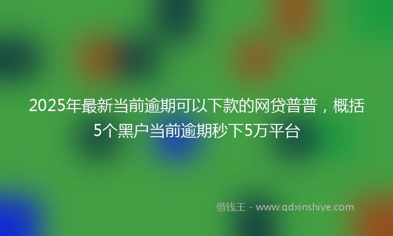 2025年最新当前逾期可以下款的网贷普普，概括5个黑户当前逾期秒下5万平台