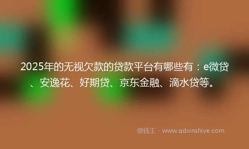 2025年的无视欠款的贷款平台有哪些有：e微贷、安逸花、好期贷、京东金融、滴水贷等。