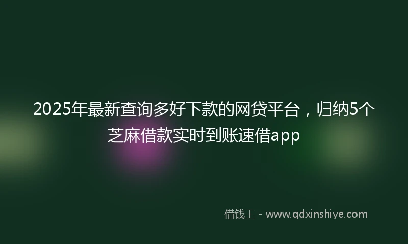 2025年最新查询多好下款的网贷平台，归纳5个芝麻借款实时到账速借app
