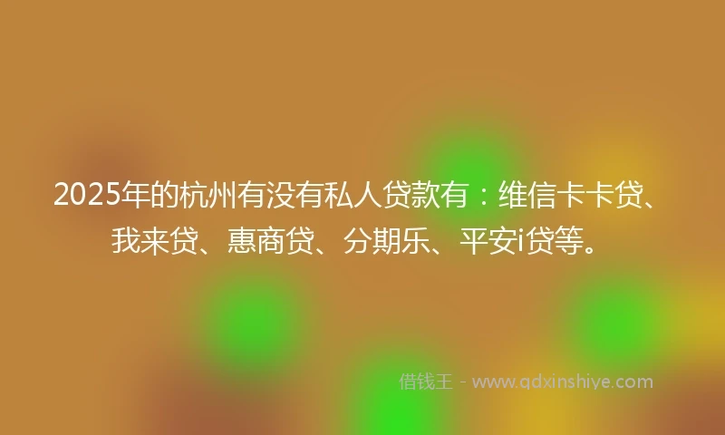 2025年的杭州有没有私人贷款有：维信卡卡贷、我来贷、惠商贷、分期乐、平安i贷等。