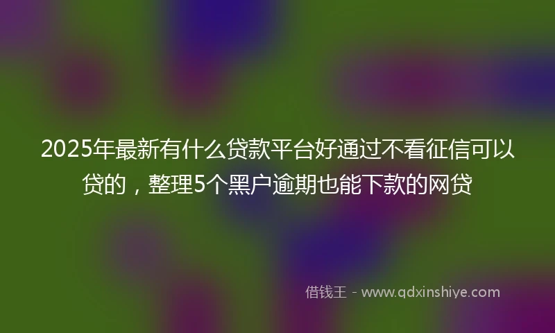 2025年最新有什么贷款平台好通过不看征信可以贷的，整理5个黑户逾期也能下款的网贷