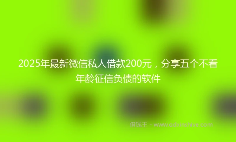 2025年最新微信私人借款200元，分享五个不看年龄征信负债的软件