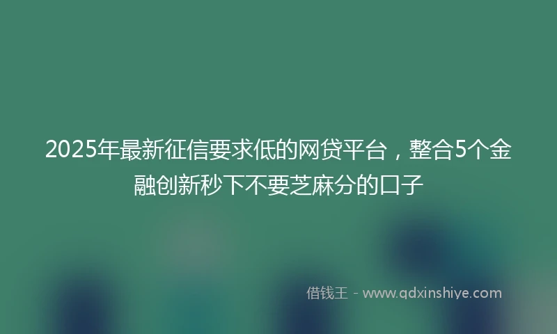 2025年最新征信要求低的网贷平台，整合5个金融创新秒下不要芝麻分的口子