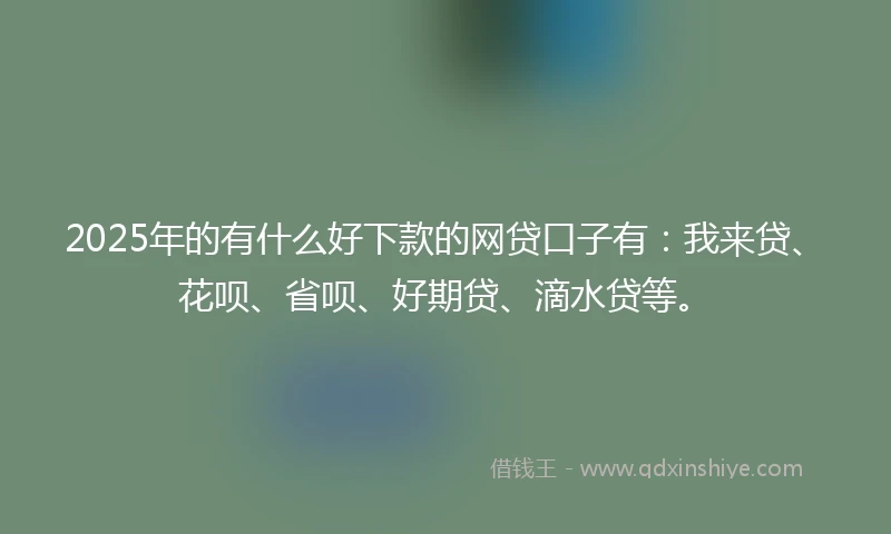 2025年的有什么好下款的网贷口子有：我来贷、花呗、省呗、好期贷、滴水贷等。
