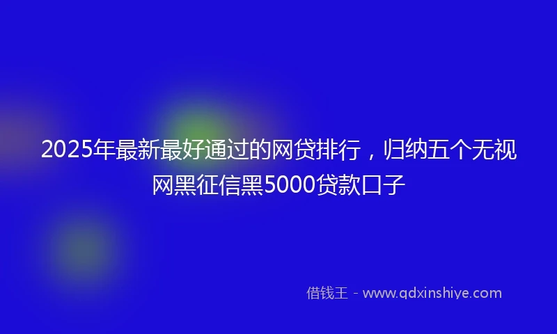 2025年最新最好通过的网贷排行，归纳五个无视网黑征信黑5000贷款口子