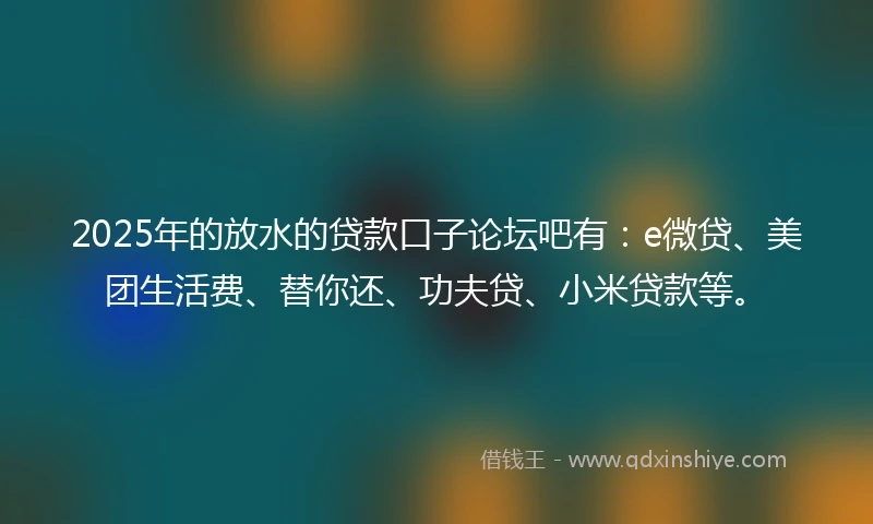 2025年的放水的贷款口子论坛吧有：e微贷、美团生活费、替你还、功夫贷、小米贷款等。