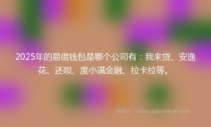2025年的易借钱包是哪个公司有：我来贷、安逸花、还呗、度小满金融、拉卡拉等。