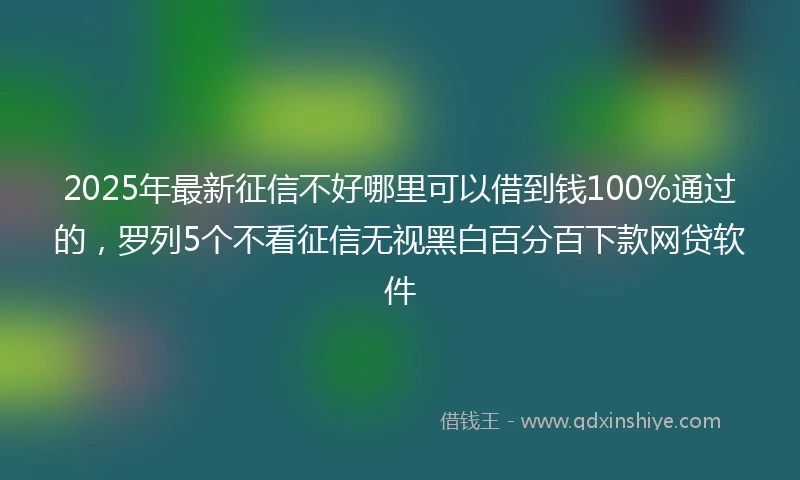 2025年最新征信不好哪里可以借到钱100%通过的，罗列5个不看征信无视黑白百分百下款网贷软件