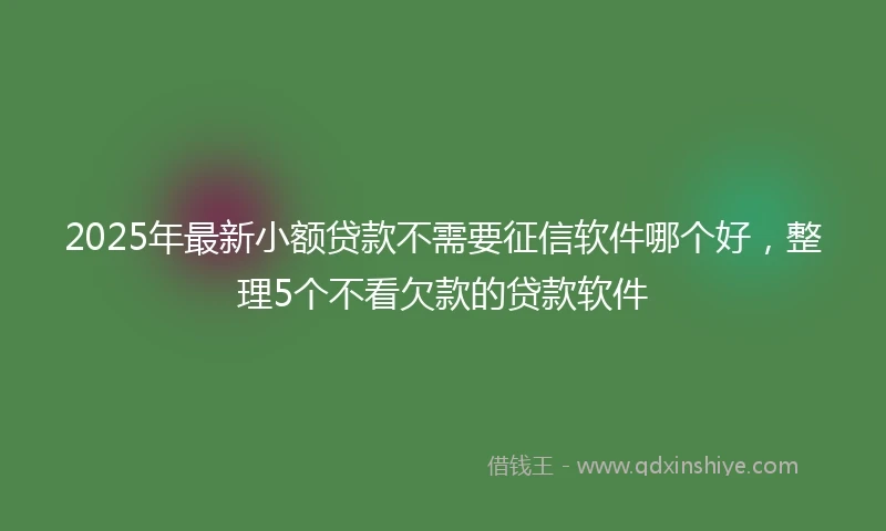 2025年最新小额贷款不需要征信软件哪个好，整理5个不看欠款的贷款软件
