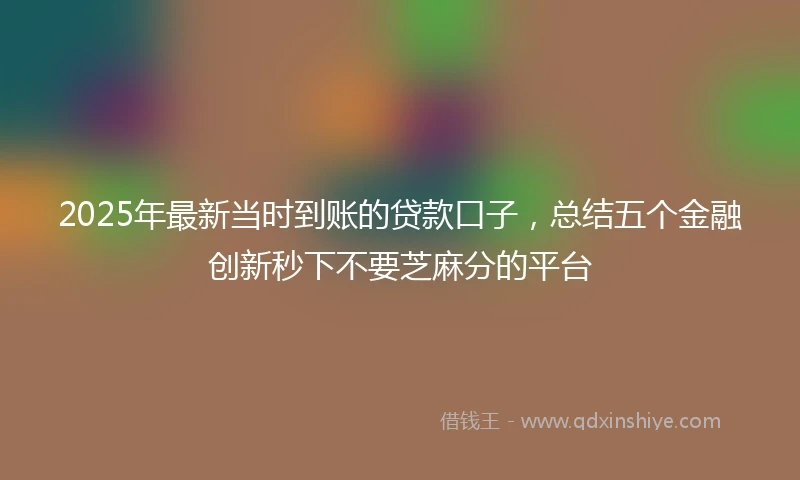 2025年最新当时到账的贷款口子，总结五个金融创新秒下不要芝麻分的平台