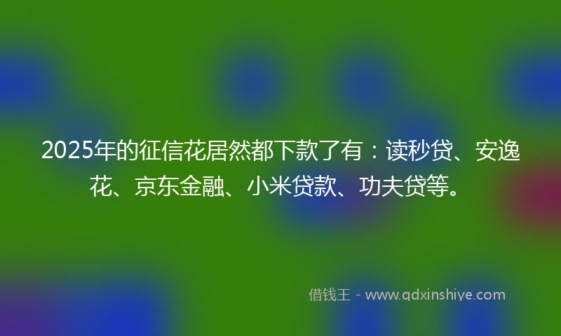 2025年的征信花居然都下款了有：读秒贷、安逸花、京东金融、小米贷款、功夫贷等。