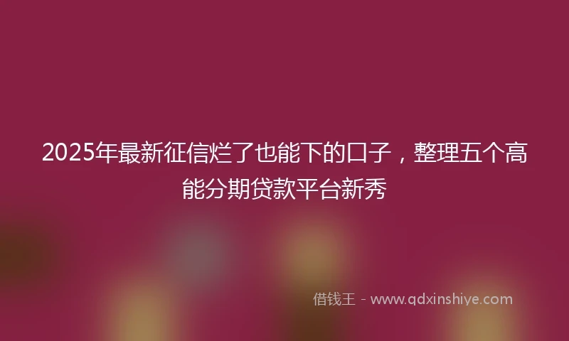 2025年最新征信烂了也能下的口子，整理五个高能分期贷款平台新秀