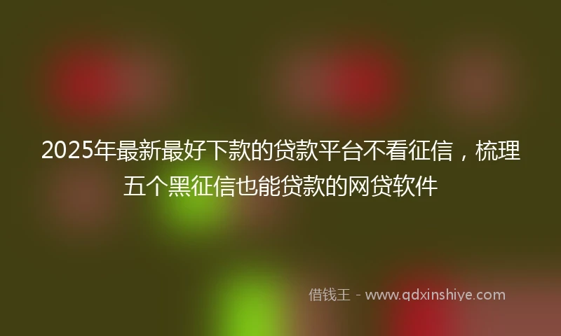 2025年最新最好下款的贷款平台不看征信，梳理五个黑征信也能贷款的网贷软件