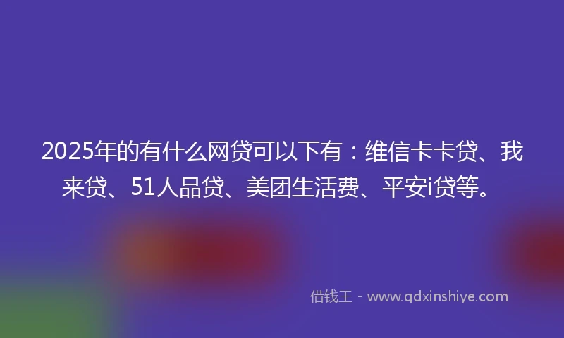2025年的有什么网贷可以下有：维信卡卡贷、我来贷、51人品贷、美团生活费、平安i贷等。