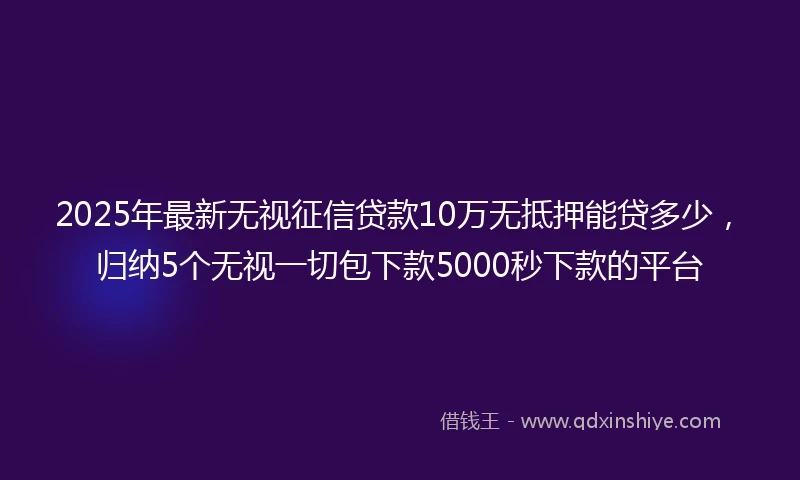 2025年最新无视征信贷款10万无抵押能贷多少，归纳5个无视一切包下款5000秒下款的平台