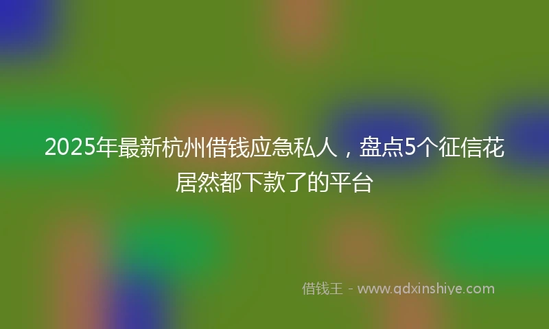 2025年最新杭州借钱应急私人，盘点5个征信花居然都下款了的平台