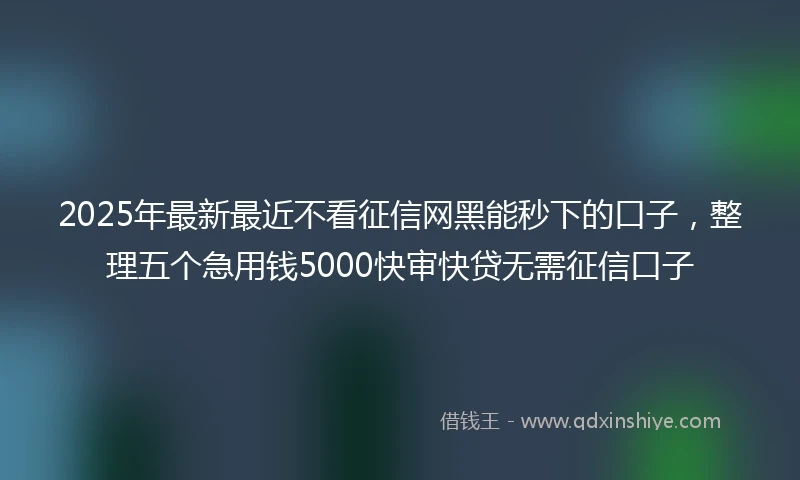2025年最新最近不看征信网黑能秒下的口子，整理五个急用钱5000快审快贷无需征信口子