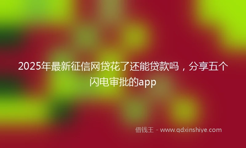 2025年最新征信网贷花了还能贷款吗，分享五个闪电审批的app