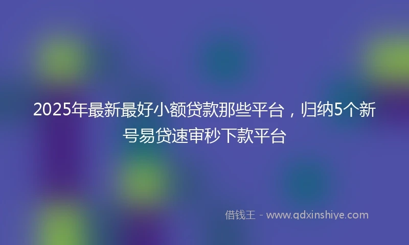 2025年最新最好小额贷款那些平台，归纳5个新号易贷速审秒下款平台
