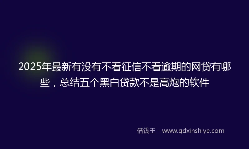 2025年最新有没有不看征信不看逾期的网贷有哪些,总结五个黑白贷款不是高炮的软件