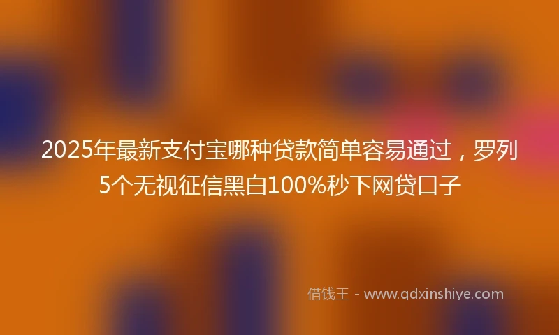 2025年最新支付宝哪种贷款简单容易通过，罗列5个无视征信黑白100%秒下网贷口子