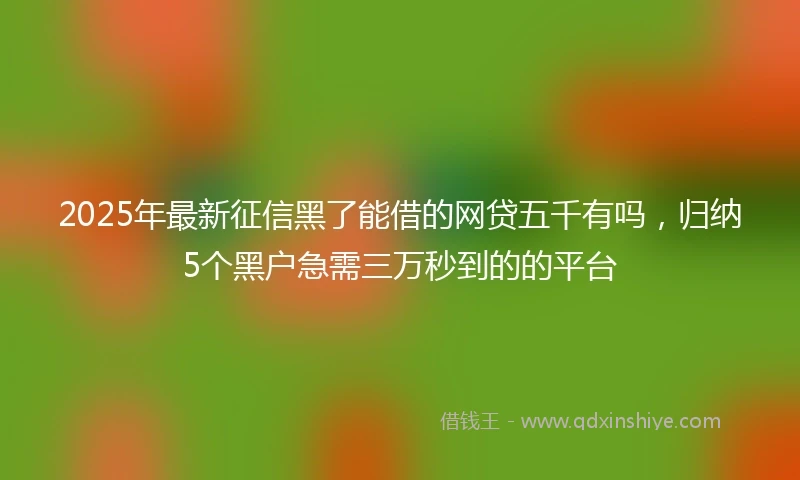 2025年最新征信黑了能借的网贷五千有吗，归纳5个黑户急需三万秒到的的平台