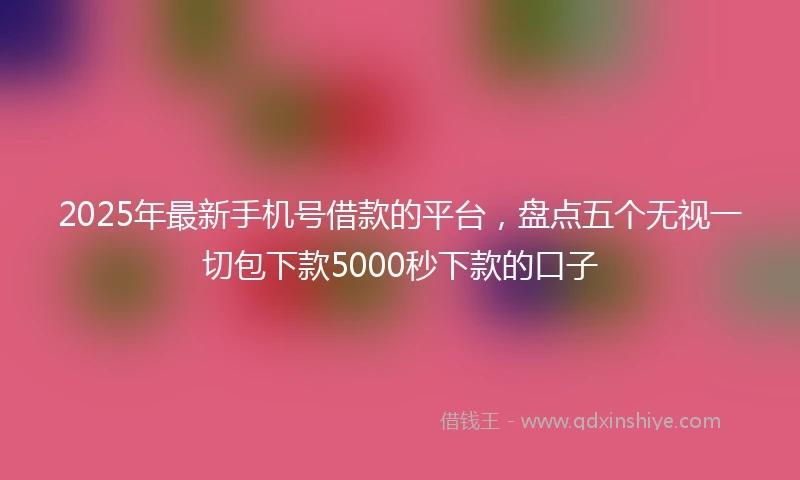 2025年最新手机号借款的平台，盘点五个无视一切包下款5000秒下款的口子