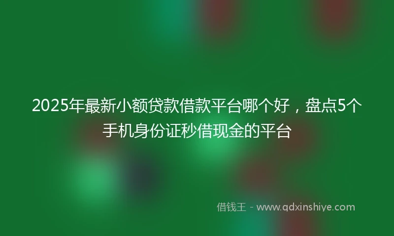 2025年最新小额贷款借款平台哪个好，盘点5个手机身份证秒借现金的平台