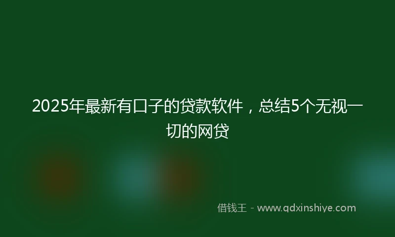 2025年最新有口子的贷款软件，总结5个无视一切的网贷