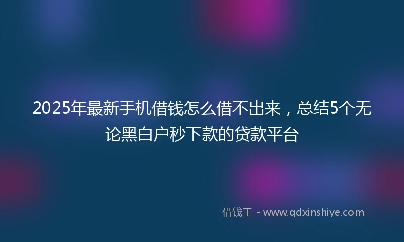 2025年最新手机借钱怎么借不出来，总结5个无论黑白户秒下款的贷款平台