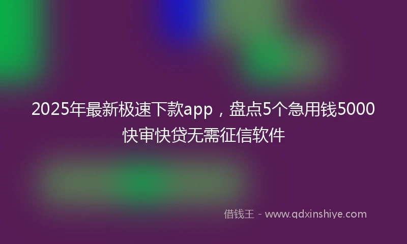 2025年最新极速下款app，盘点5个急用钱5000快审快贷无需征信软件