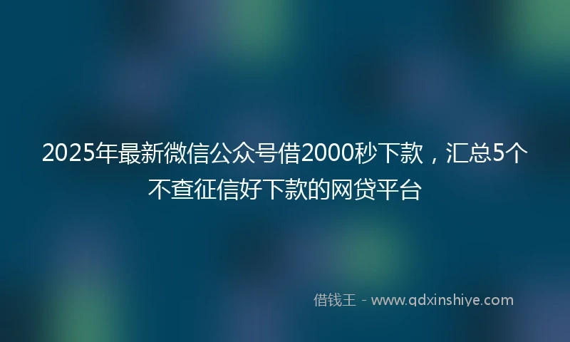 2025年最新微信公众号借2000秒下款，汇总5个不查征信好下款的网贷平台