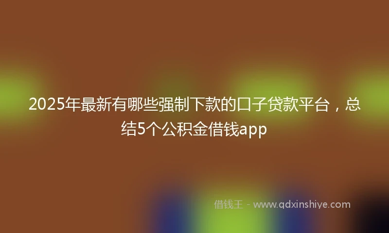 2025年最新有哪些强制下款的口子贷款平台，总结5个公积金借钱app